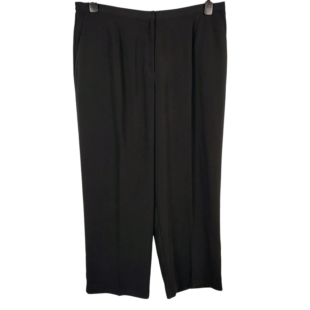Norton McNaughton Womens SZ 18 Pleated Wide Leg Pants Black Officecore Vintage